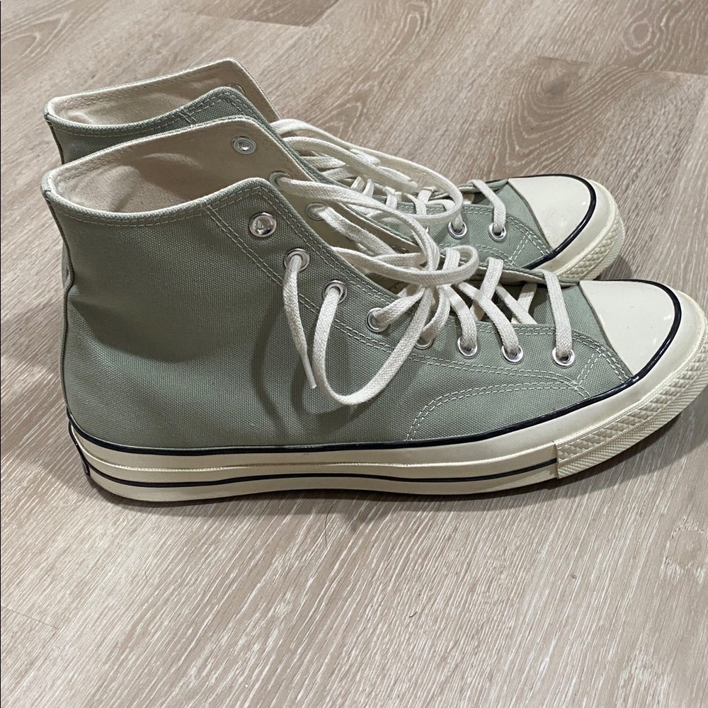 Converse High-Top Sneakers in Sage Green and Cream